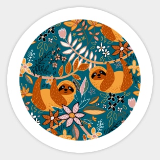 Happy Boho Sloth Floral Sticker